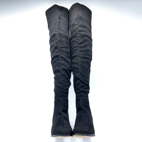 NEW Olivia Miller Boots Textile Block High Heel 9 - Picture 2 of 8